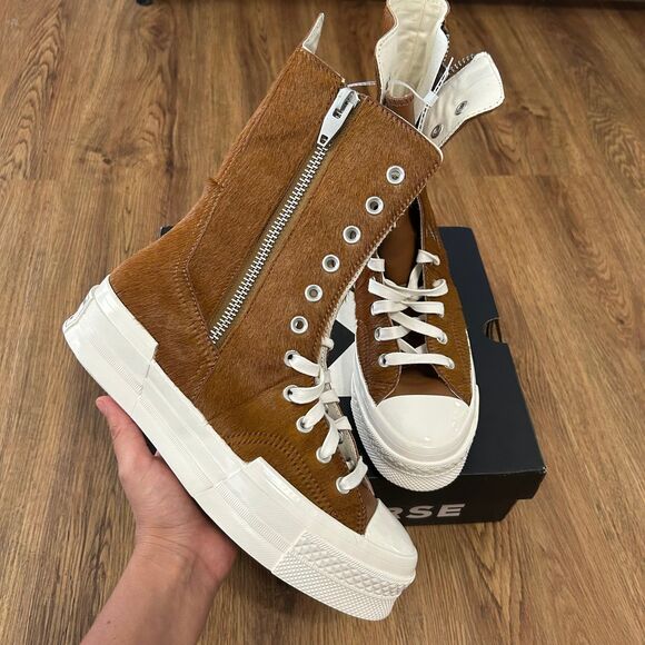 CONVERSE UNI CHUCK 70 PLUS X-HI "WARM" fur hair lace up zip booots Shoes sz9 new - Picture 1 of 8